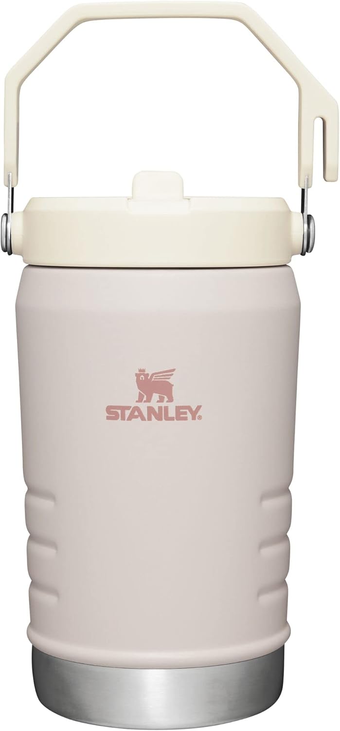 Stanley IceFlow Flip Straw Jug with Handle 40 oz| Twist On Lid and Flip Up Straw | Leak Resistant for Travel and Sports | Insulated Stainless Steel | BPA-Free | Rose Quartz