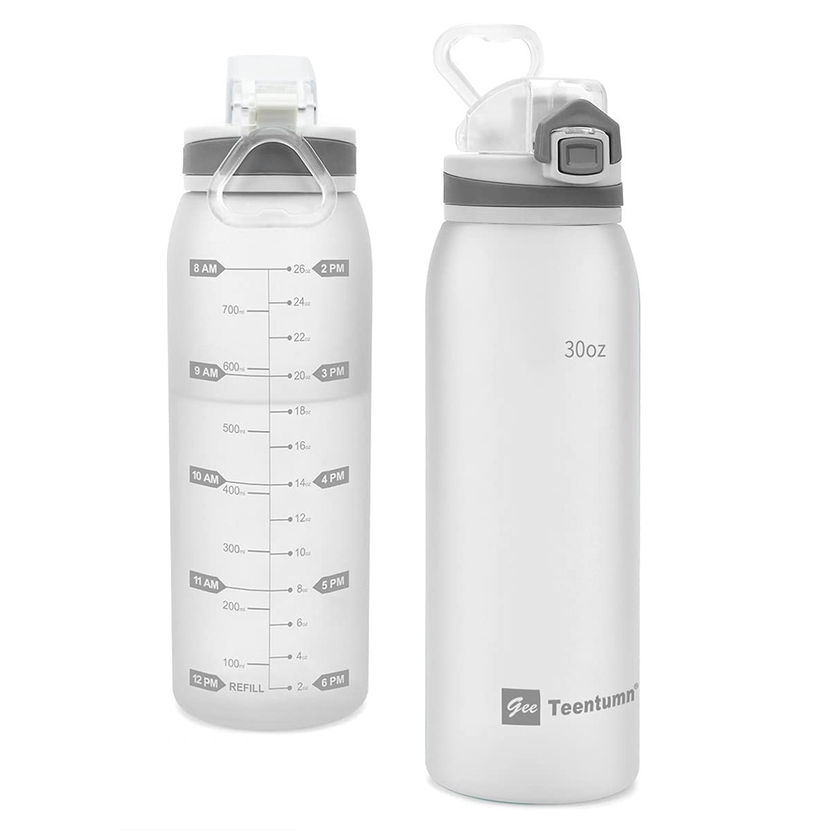 30oz Sport Water Bottle with Time Markers, Large Durable Gym Plastic Bottle Tritan BPA Free for Fitness, School, Outdoor Enthusiasts, Leakproof Clear (Pack of 1)