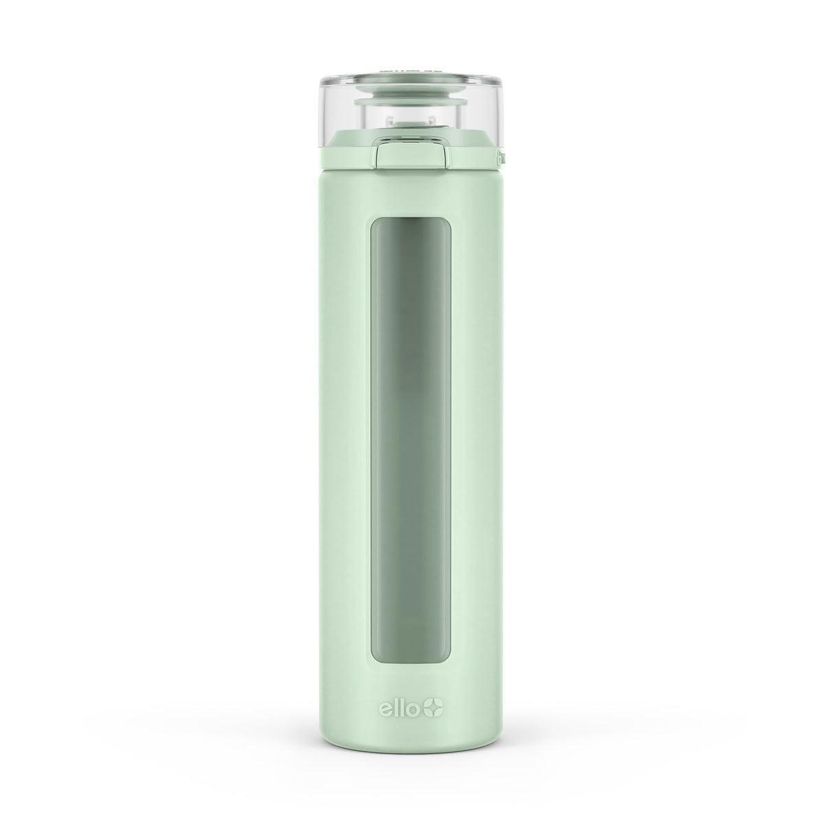 Ello Syndicate 20oz Reusable Glass Water Bottle with One-Touch Leak Proof Flip Lid and Protective Non-Slip Silicone Sleeve and Carry Loop for Coffee, Tea and Water, BPA-free, Dishwasher Safe, Pink