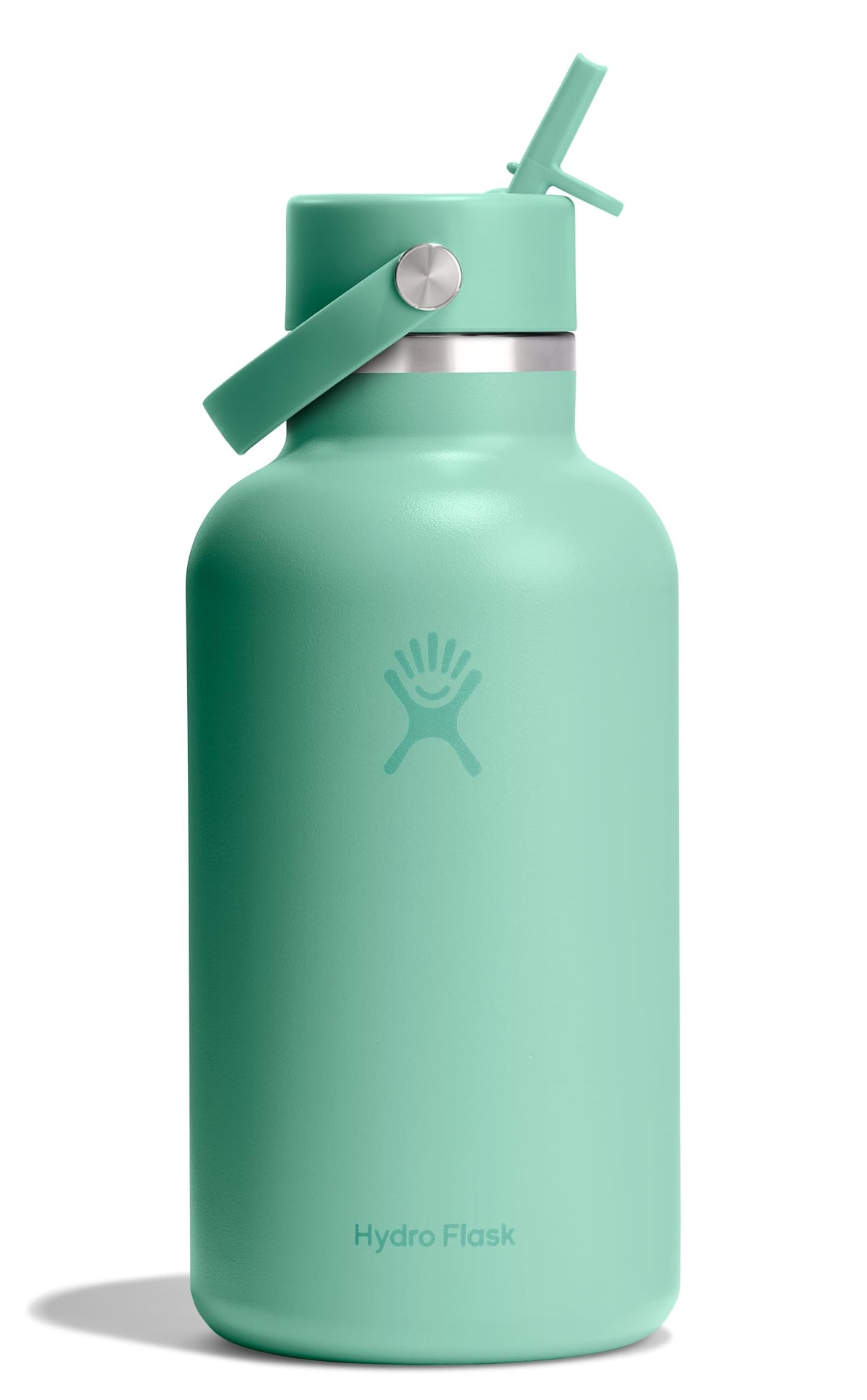 Hydro Flask Water Bottle - Insulated Stainless Steel - Wide Mouth Flex Straw Lid, Non Spill, Leakproof and Refillable in 64 Oz Tonal Agave