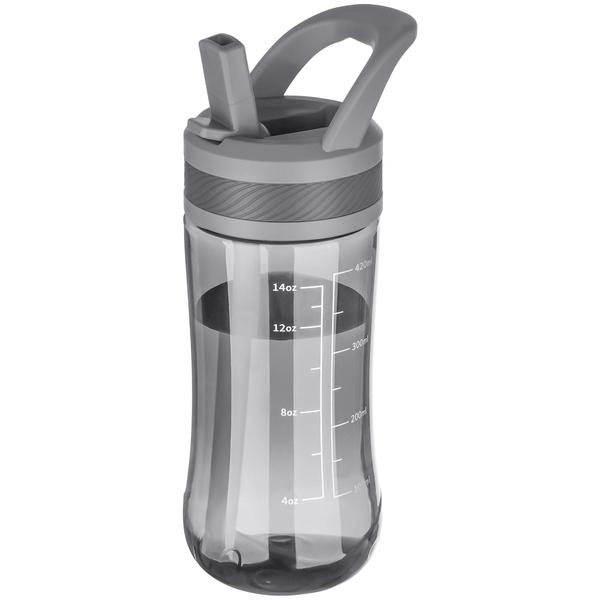 Water Bottle Kids 14oz Flip with Straw Carry Handle, Leakproof, Reusable, Tritan, BPA Free, Suitable for Boys and Girls, Clear