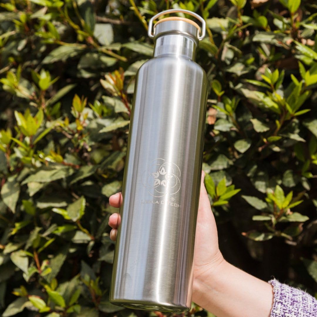 Leela Quantum H.E.A.L.360 Water Bottle – 1L Stainless Steel Bottle with Quantum Frequencies – Structured Water Bottle for Vitality, Balance & Natural Energy – BPA-Free, Plastic-Free & Insulated