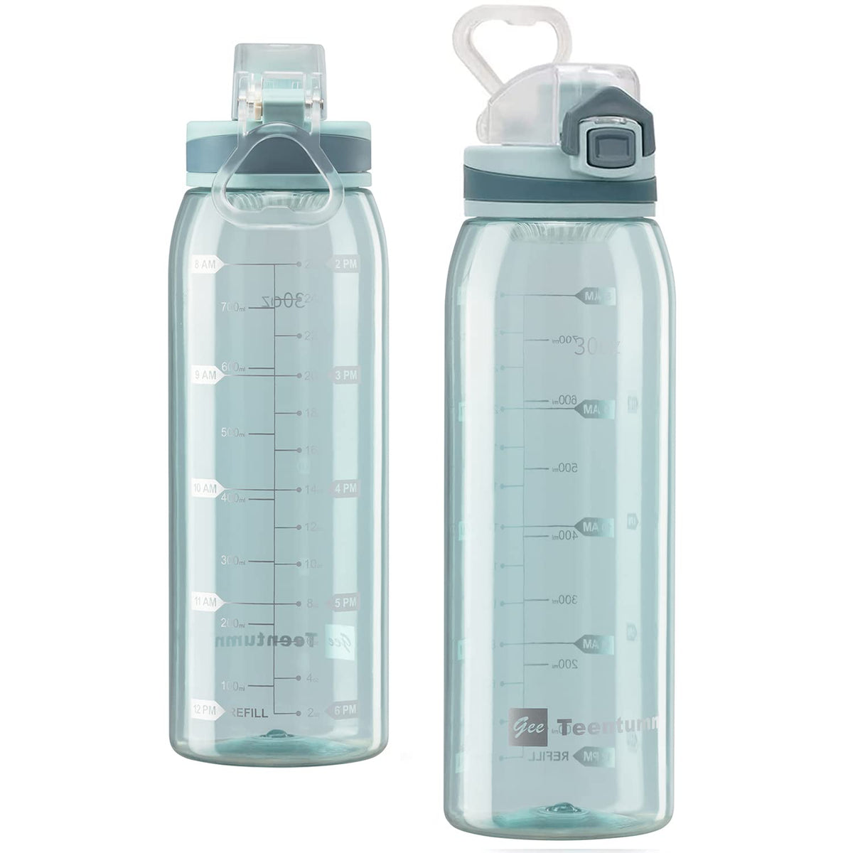 30oz Sport Water Bottle with Time Markers, Large Durable Gym Plastic Bottle Tritan BPA Free for Fitness, School, Outdoor Enthusiasts, Leakproof Clear (Pack of 1)
