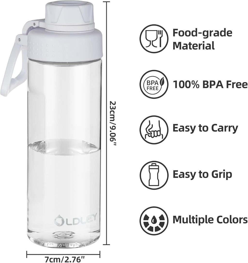 OLDLEY Water Bottles 20oz BPA Free Tritan Water Bottle with Carry Handle and Spout Lid, Leakproof Kids Water Bottle for Home,Travel, School, Outdoors, Transparent