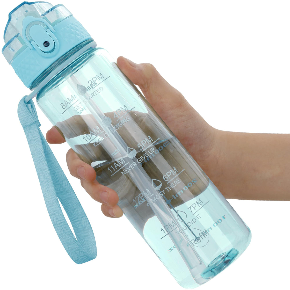 OLDLEY 12oz Kids Motivational Water Bottle, Silicone Straw, Leak-Proof Tritan BPA-Free, Reusable for School Girls & Boys, Clear