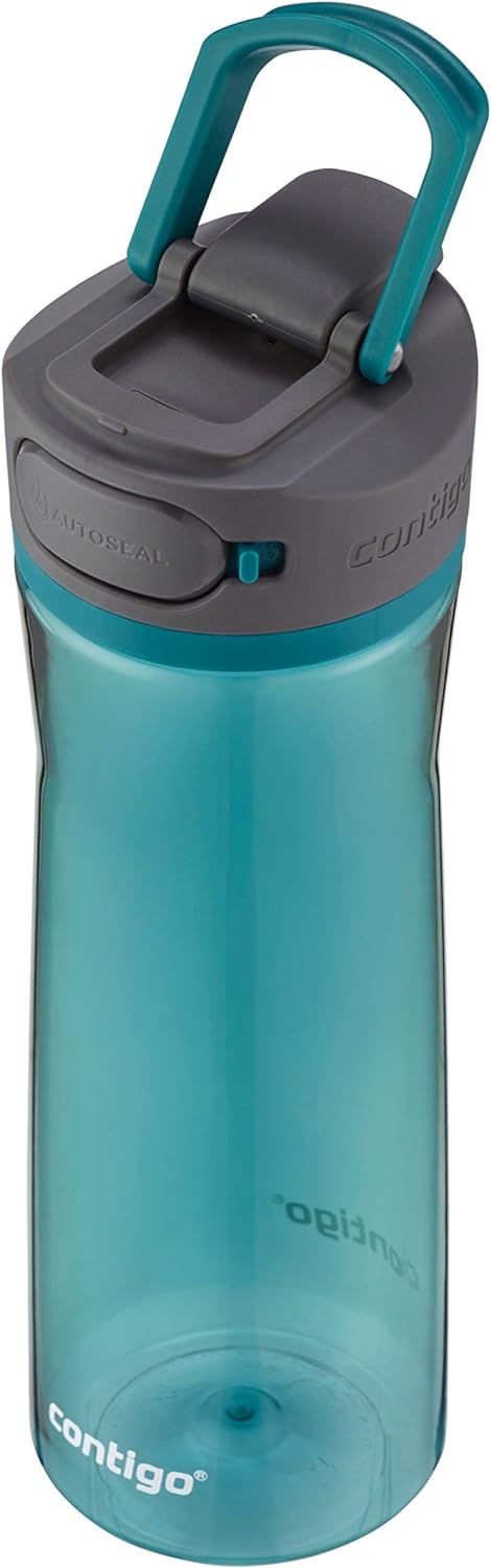 Contigo AUTOSEAL Cortland 24oz Water Bottle BPA-Free Plastic Spill Leak-Proof Lid and Carry Handle Dishwasher Safe Spirulina