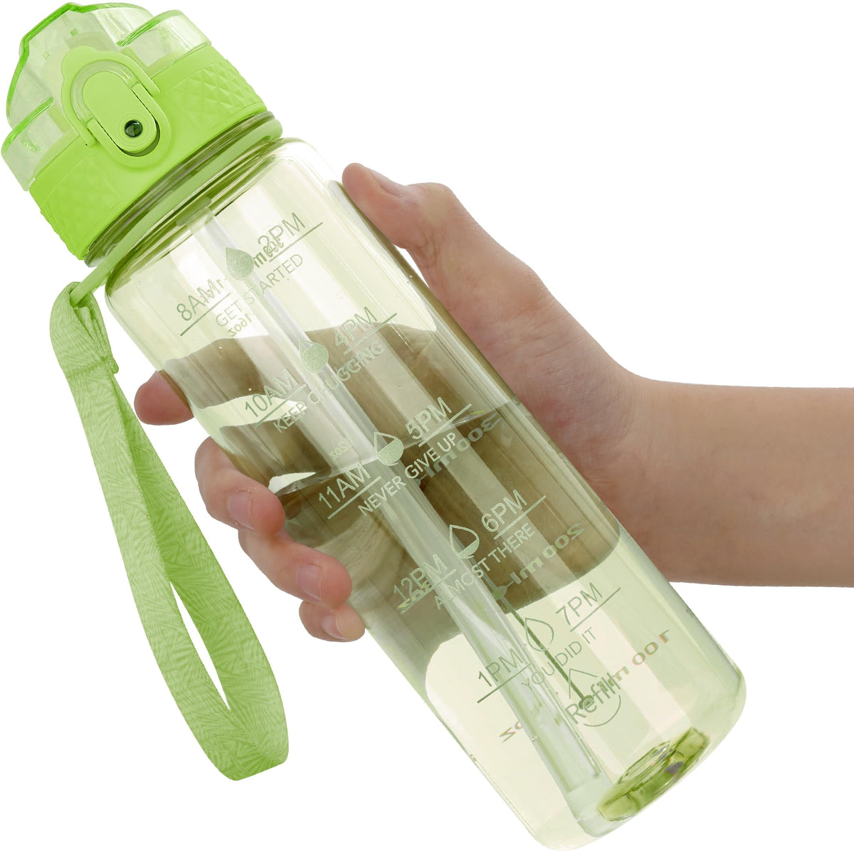 OLDLEY 12oz Kids Motivational Water Bottle, Silicone Straw, Leak-Proof Tritan BPA-Free, Reusable for School Girls & Boys, Clear