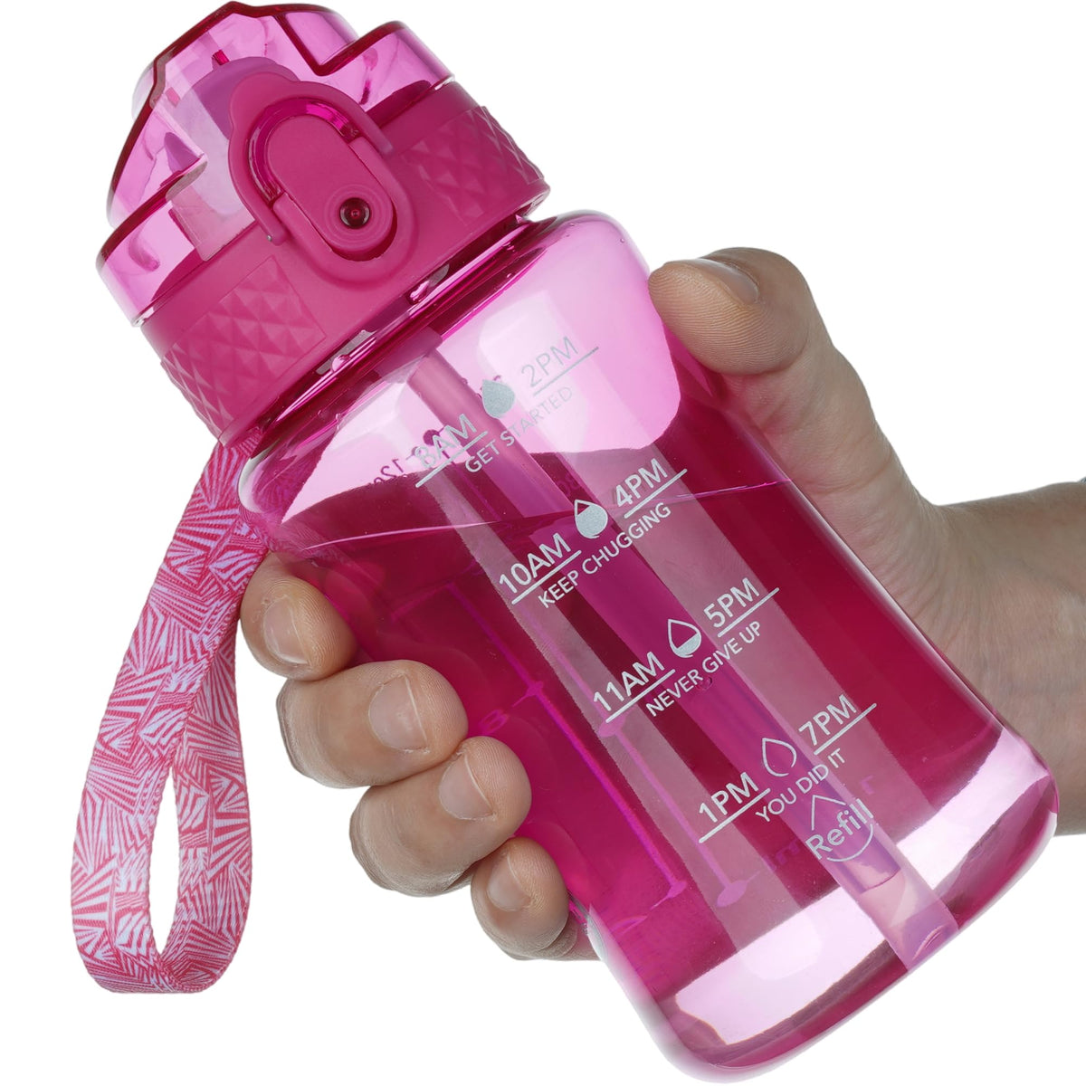 OLDLEY 12oz Kids Motivational Water Bottle, Silicone Straw, Leak-Proof Tritan BPA-Free, Reusable for School Girls & Boys, Clear