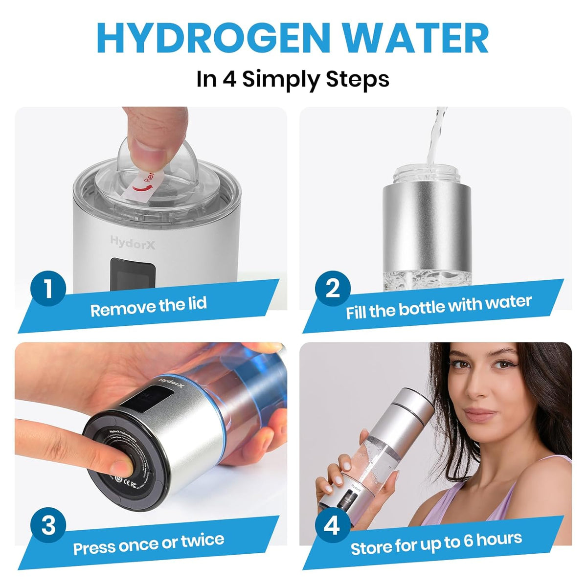 Hydrogen Water Bottle Portable Hydrogen Generator 6700ppb High Concentration Medical Grade 8.3oz USA Brand N117 SPE Platinum PEM Technology Hydrogen Bottle 100% Leaking Poof