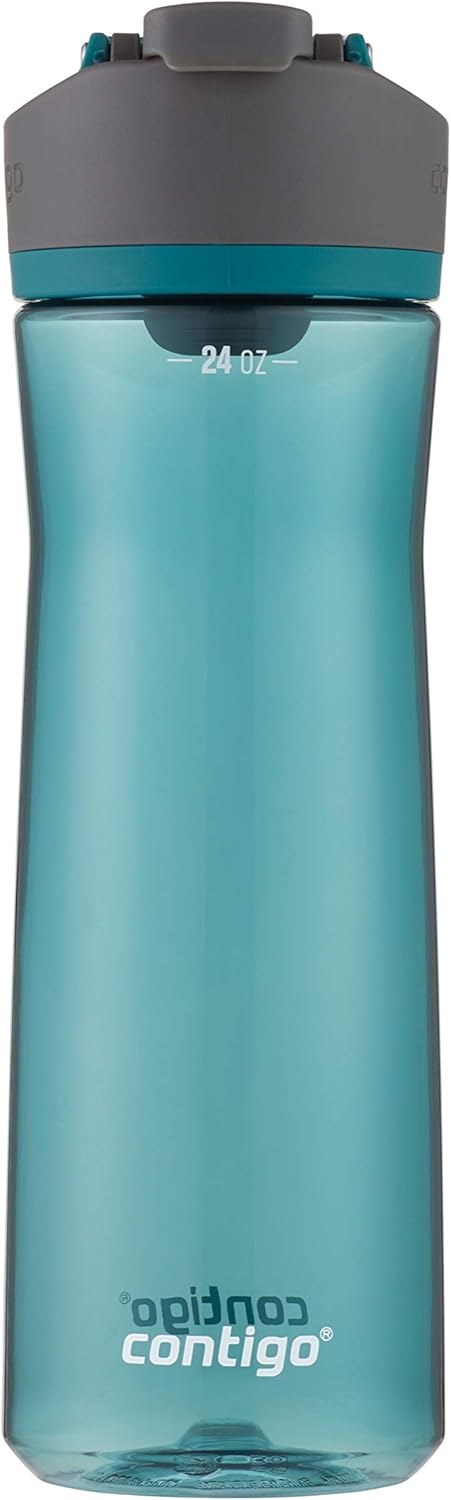 Contigo AUTOSEAL Cortland 24oz Water Bottle BPA-Free Plastic Spill Leak-Proof Lid and Carry Handle Dishwasher Safe Spirulina