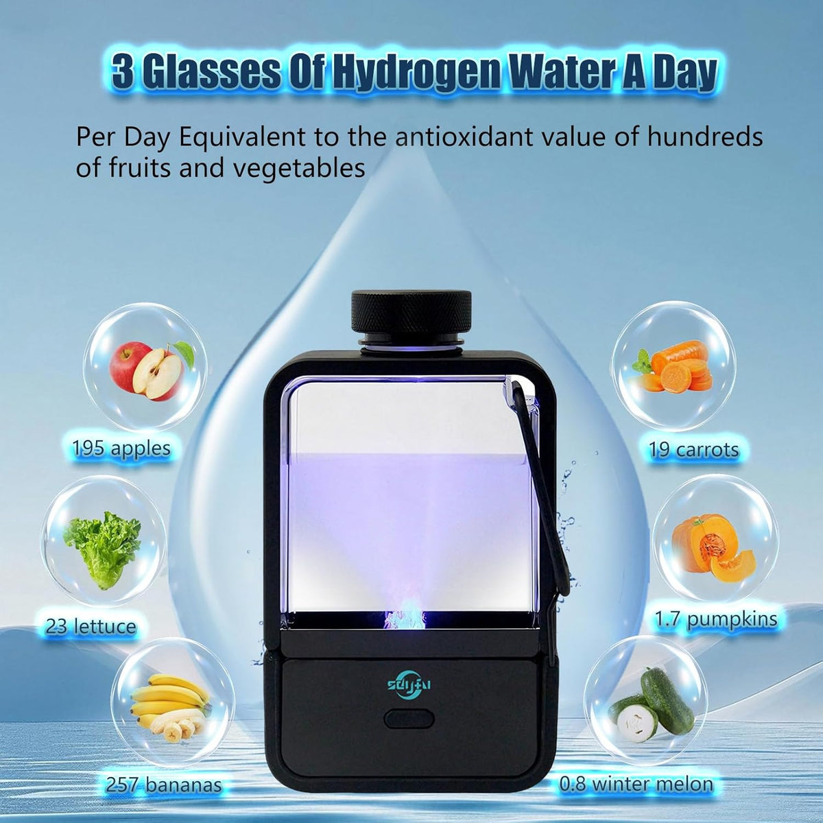 KOOMTOOM 2026 Upgraded Hydrogen Water Bottle,350ML Hydrogen Water Generator 1800PPB,SPE/PEM Technology,Portable Hydration for Sports/Home/Office/Travel/Fitness