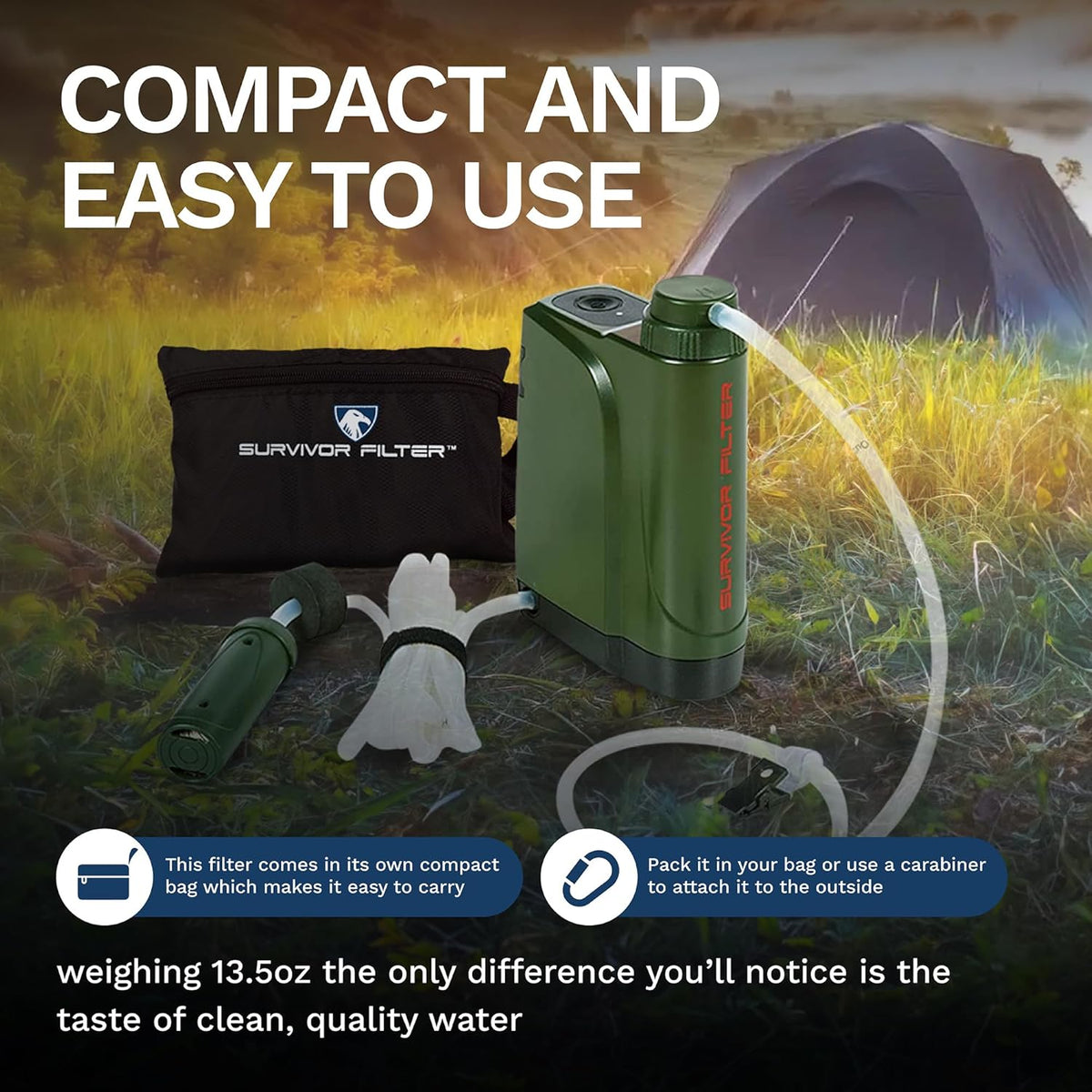 Survivor Filter PRO X - Electric Portable Camping Water Filter - Filters Bacteria, Parasite, Viral