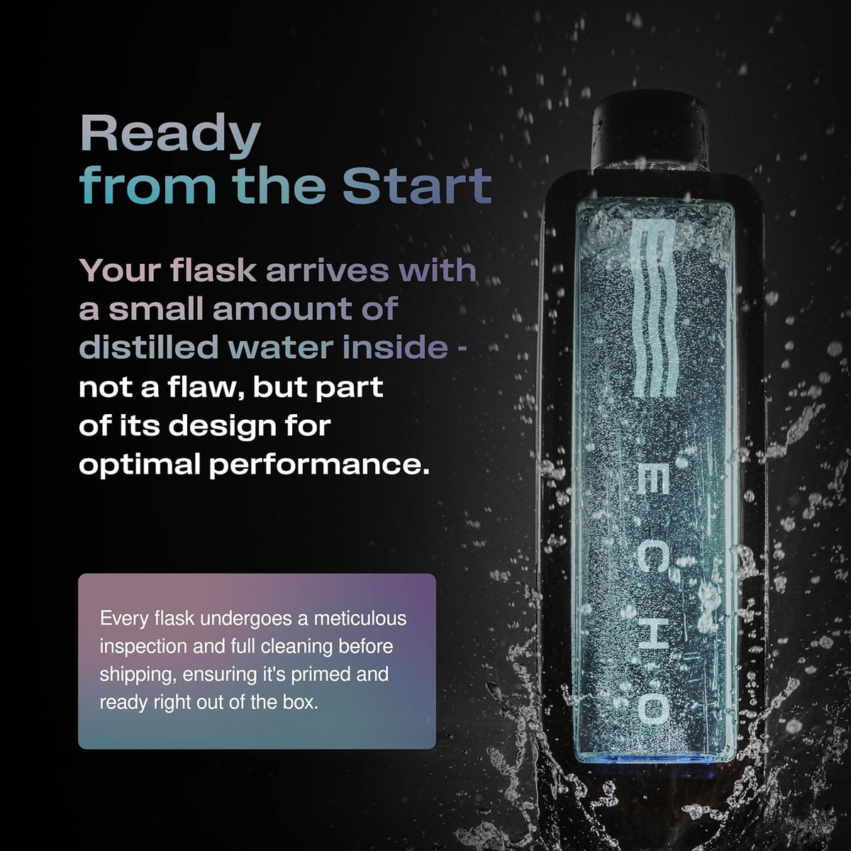 Echo Flask Hydrogen Water Bottle - Active Hydration Solution with Water Intake Tracking & LCD Touch Screen - Compact & Convenient - Transparent Hydrogen Flask - 12 oz